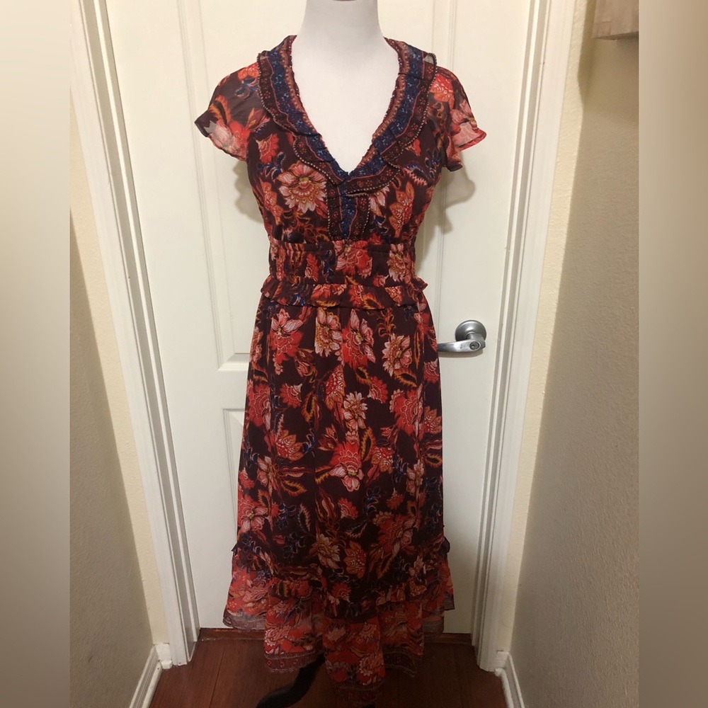 Gorgeous fall color dress with ruffle details size XS